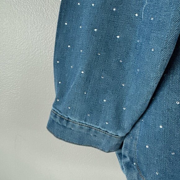 Stoosh Vintage Denim Studded Rhinestone Shacket NWT! Western jean jacket large - Picture 5 of 16